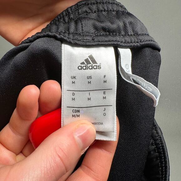 Vintage Y2K Adidas Joggers Mens M Soccer Style Slim Fit Jet Black Sweatpants - Picture 4 of 4